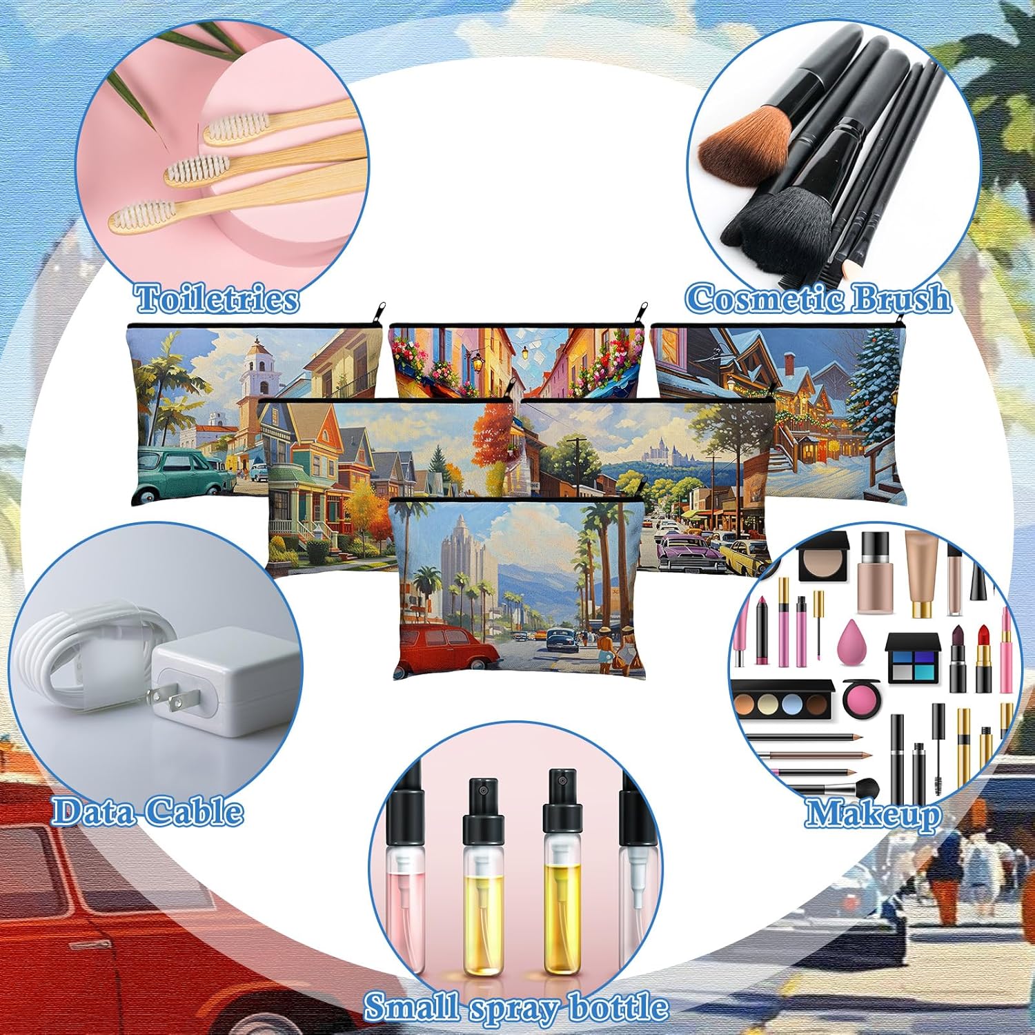 Sweetude 12 Pcs Colorado Cosmetic Makeup Bags Bulk Colorado Gift Canvas Pouch Bags with Zipper Portable Waterproof Roomy Travel Beauty Toiletry Organizer Storage Pouch for Women Gifts - Image 4