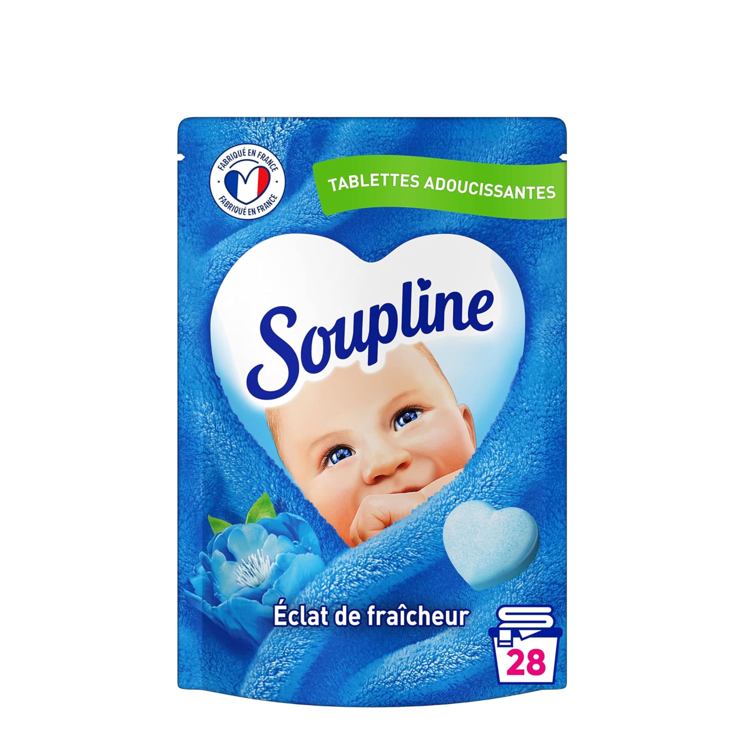 SOUPLINE Tablettes Adoucissantes Coeur Grand Air, Parfume le Linge de Maison, Douceur et Parfum Irrésistibles, Soupline Adoucissant Linge, Assouplissant Coeur 6x28 Tablettes = 168 Lavages