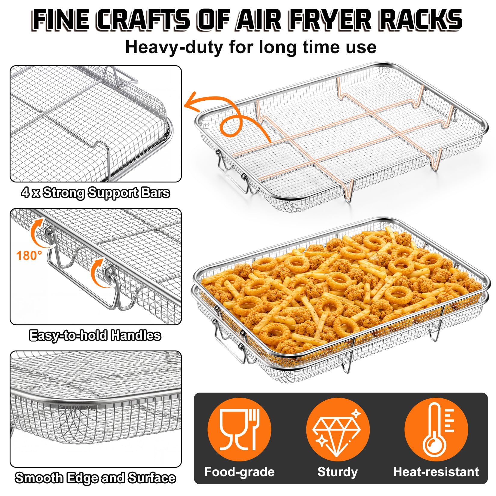P&P CHEF Cestello per friggitrice ad aria da 16,9 pollici per forno | Accessori per friggitrice ad aria in acciaio inox per uso alimentare, per friggere e arrostire, ideale per cibi fritti