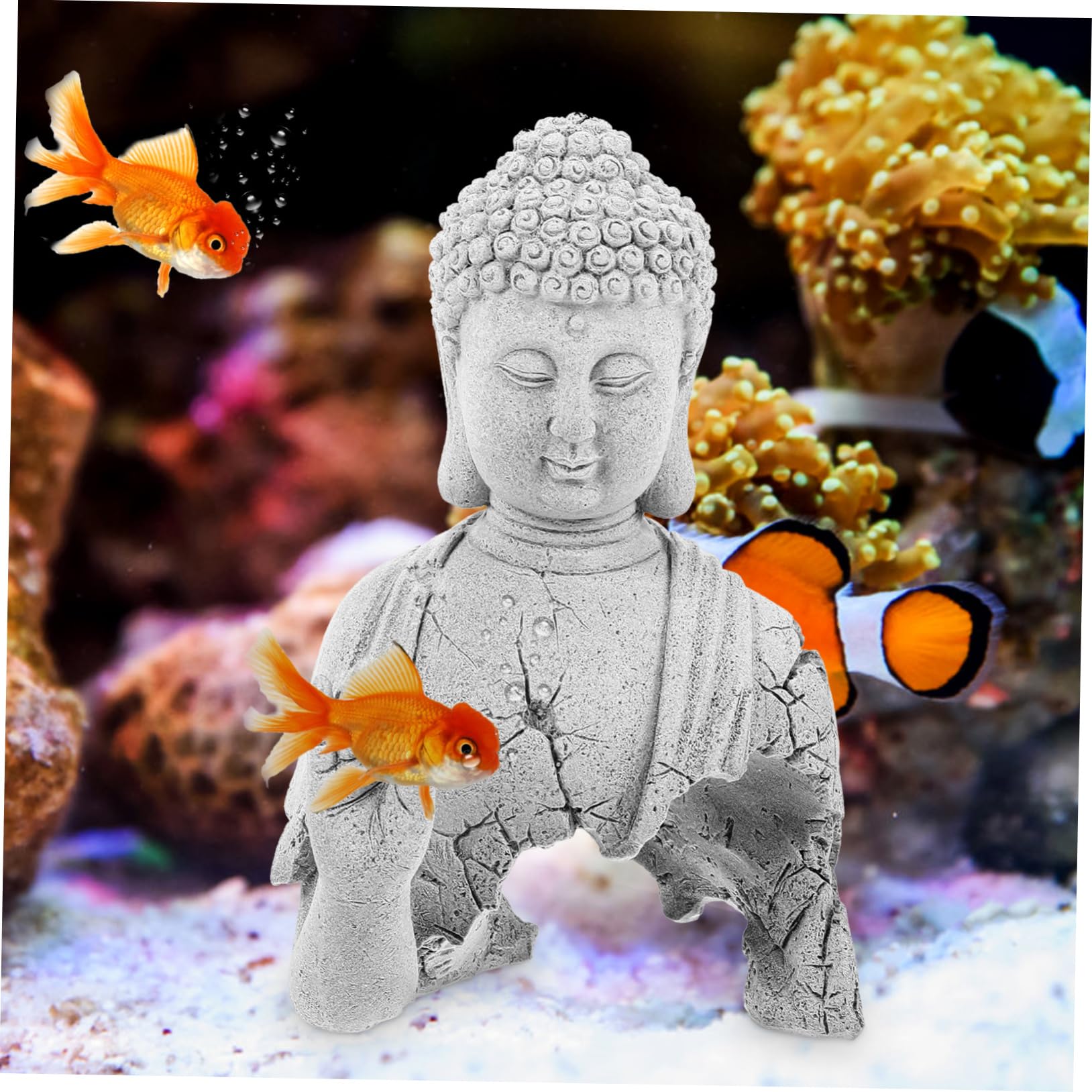 TOYANDONA Statue pour Aquarium Sculpture Décorative Antique Ornement Zen pour Décoration Intérieure Extérieure