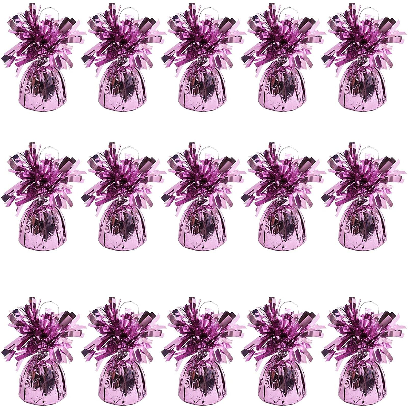 15 Pack Pink Balloon Weights for Table Centerpieces, Birthday Party Decorations (6 oz, 4.5 In)