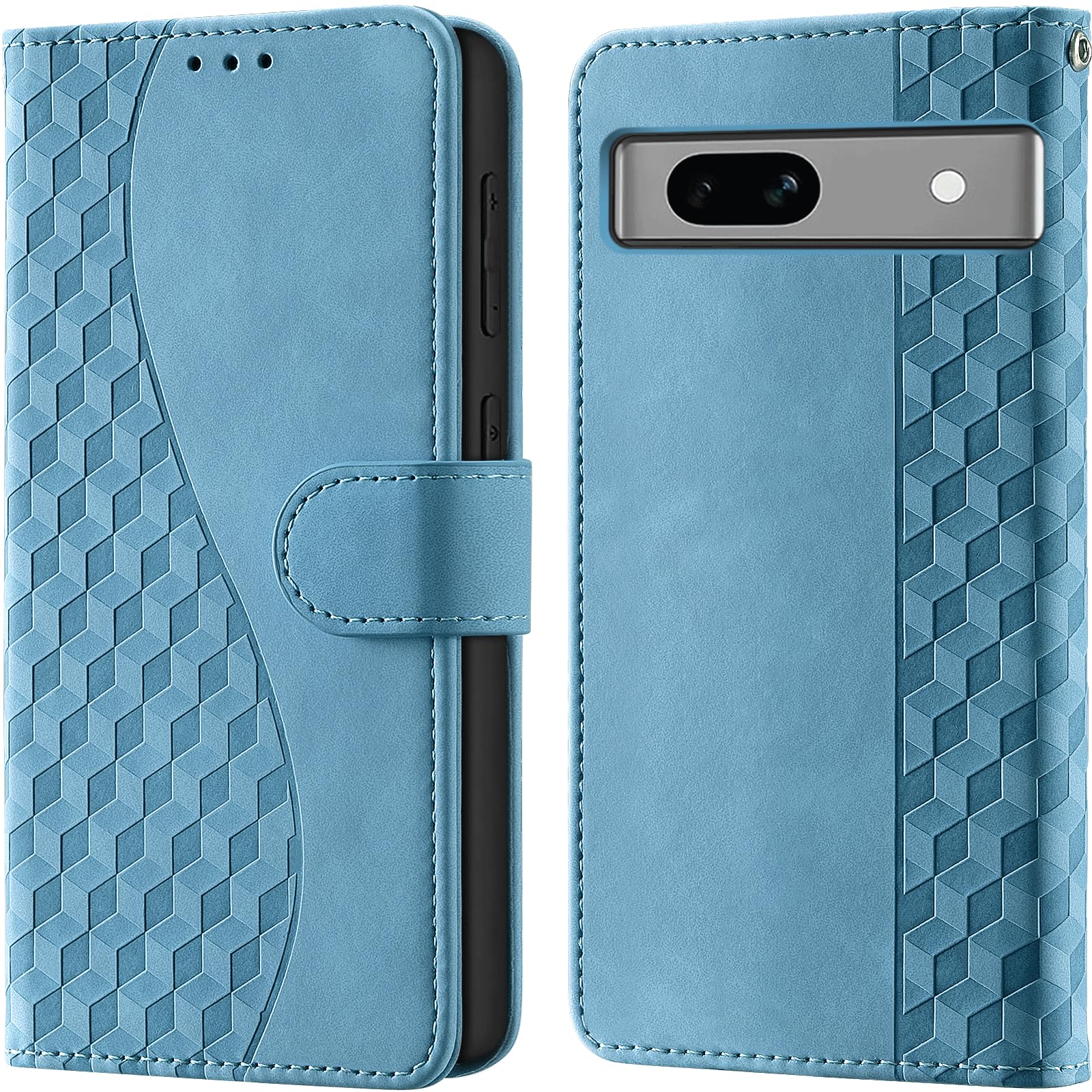 For Google Pixel 7A Wallet Case with Card Holder, RFID Blocking Credit Slots Kickstand Shockproof Phone Cover Fit For Google Pixel 7A Phone Case Light blue
