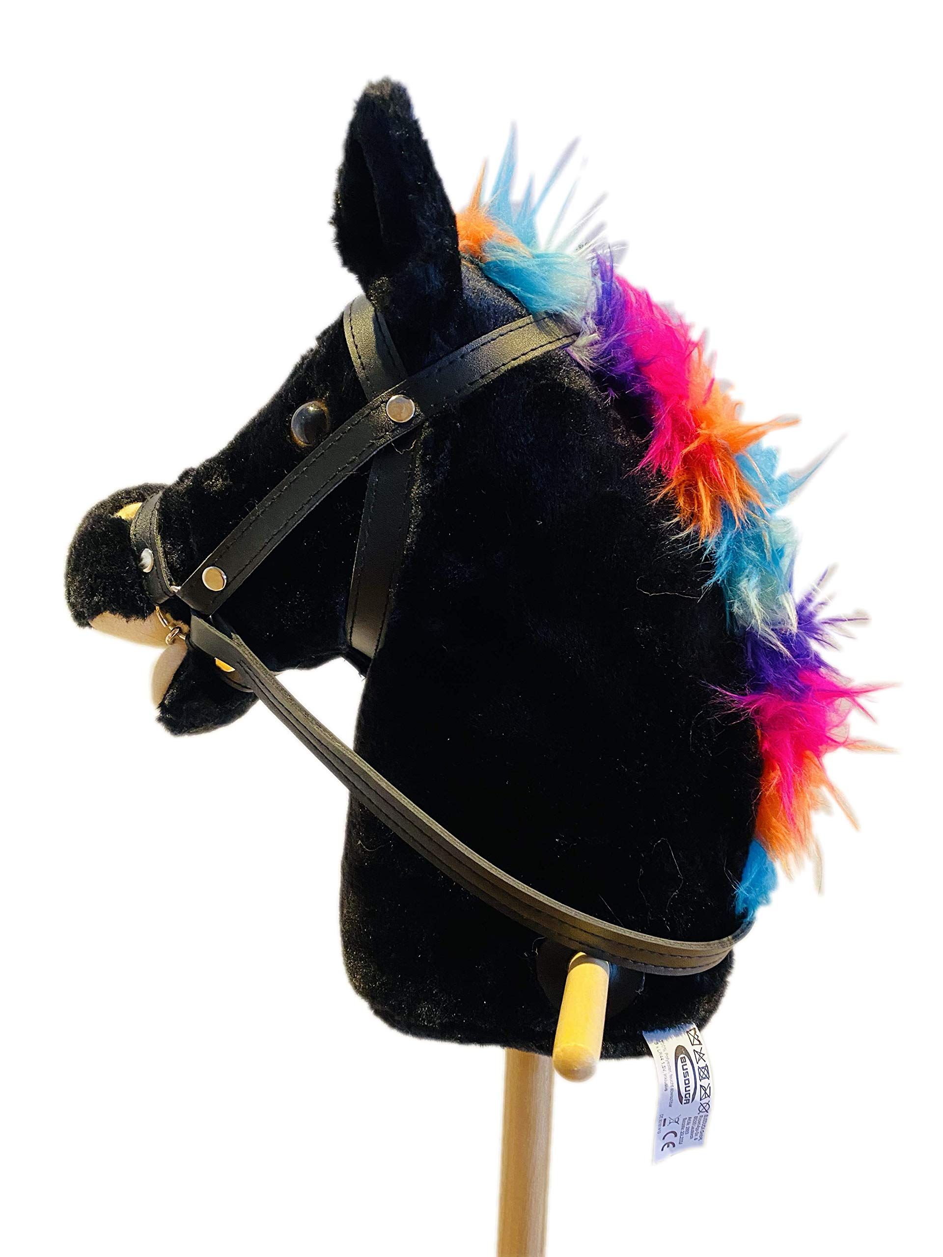 2883 Steckenpferd schwarz mit Pferdegalopp und Gewieher, 90cm