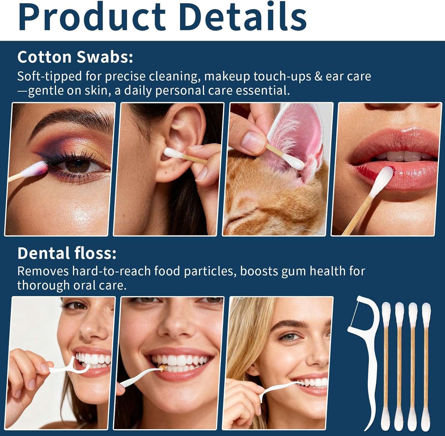 バニティキット バルク、ホテルバニティ個別包装、コットンパッド、綿棒、デンタルフロス付きバニティキット、旅行、ホテル、家庭での使用に