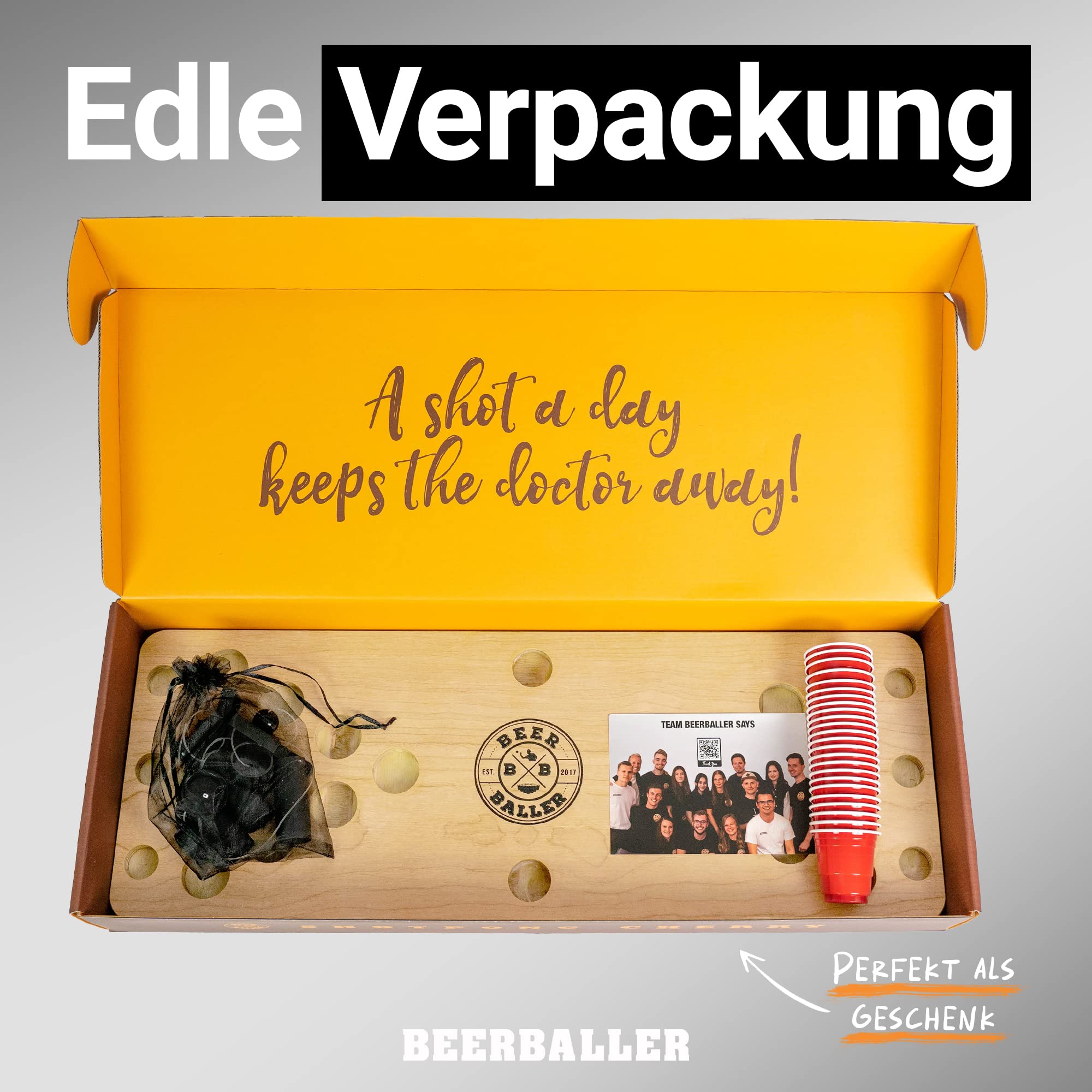 BeerBaller® Shot Pong - Bierpong als Shot Version | TRINKSPIEL NEUHEIT 2022 | Inkl Ersatzteile | 24 Shot Beer Pong Becher | Party Gadgets | Trinkspiele für Erwachsene | Saufspiele Partyspiele ab 18