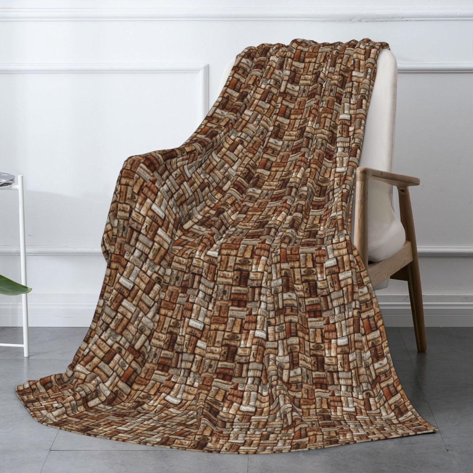 Couverture en flanelle avec imprimé liège, 177,8 x 203,2 cm, confortable, chaude, couverture d'hiver pour camping ou voyage