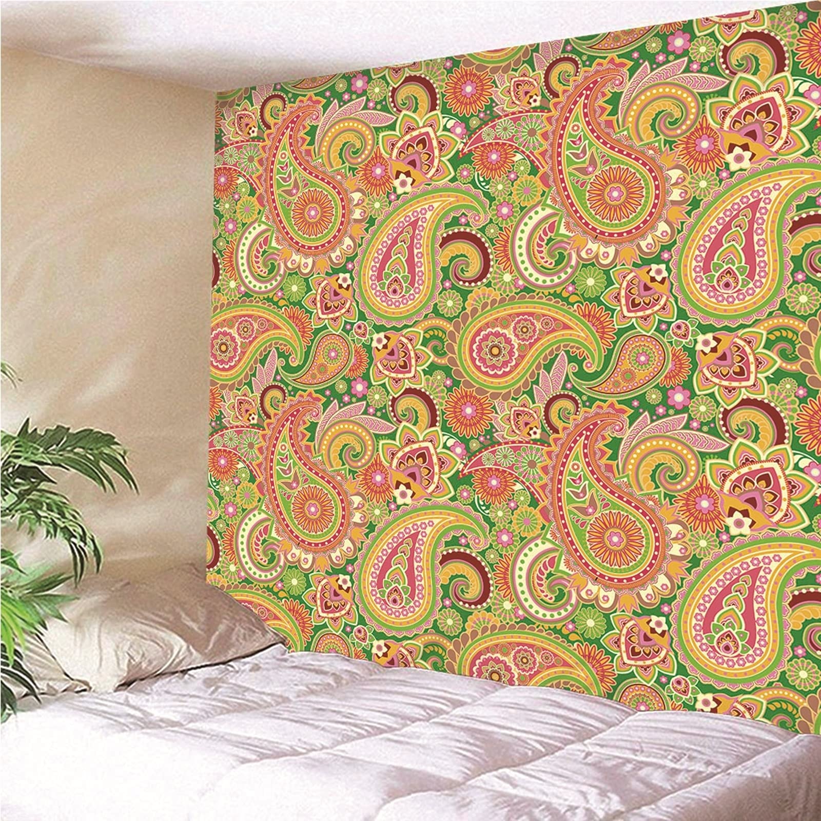 Aeici Arazzo da parete in tessuto, arazzo da soffitto con fiori etnici, 240 x 220 cm