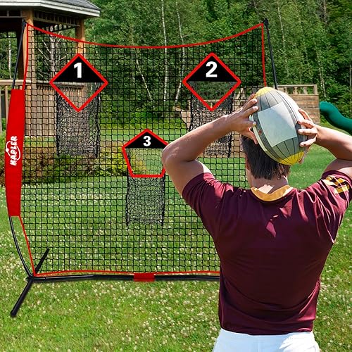 Miniatura 5 de Kapler Red de entrenamiento de fútbol, red de tiro de fútbol de 6 x 6 pies con zona de 3 objetivos, red de paso, entrenamiento de precisión de