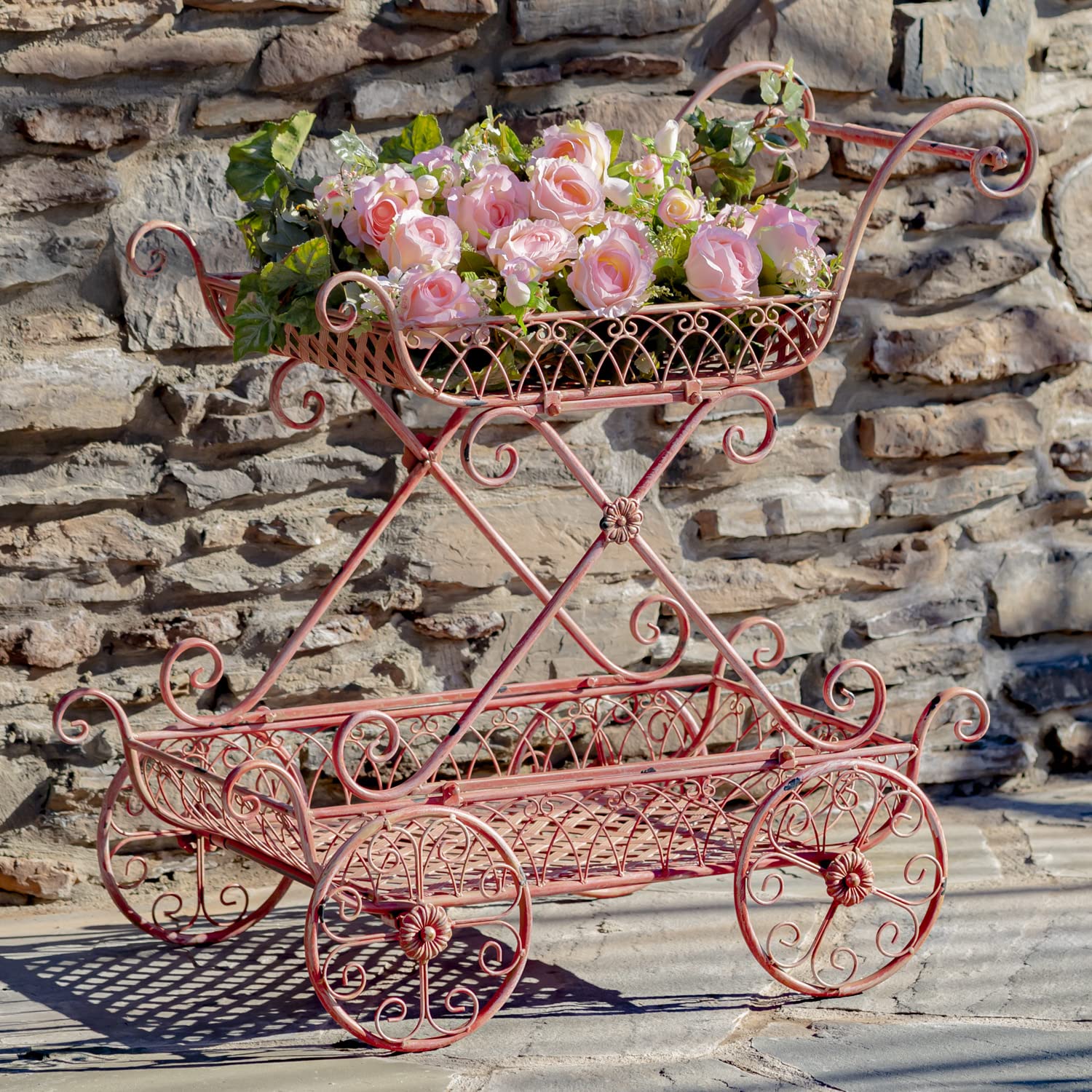 Amazon.com : Two Tier Iron Flower Push Cart Odesa 1794