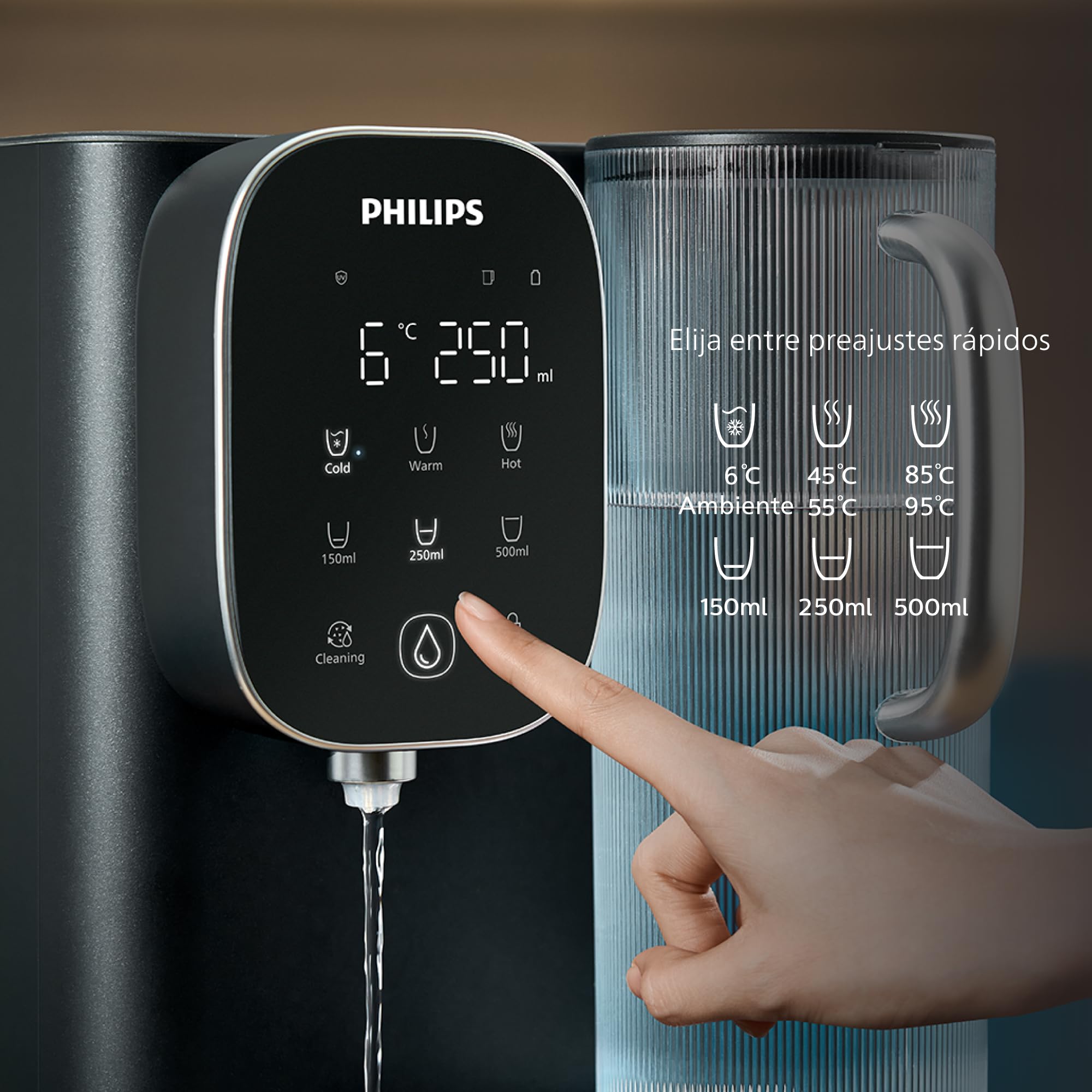Philips Water Stazione dell'acqua a osmosi inversa ADD6912BK/10: elimina fino a 110 sostanze, riscaldamento e raffreddamento istantanei, durata del filtro di 1 anno