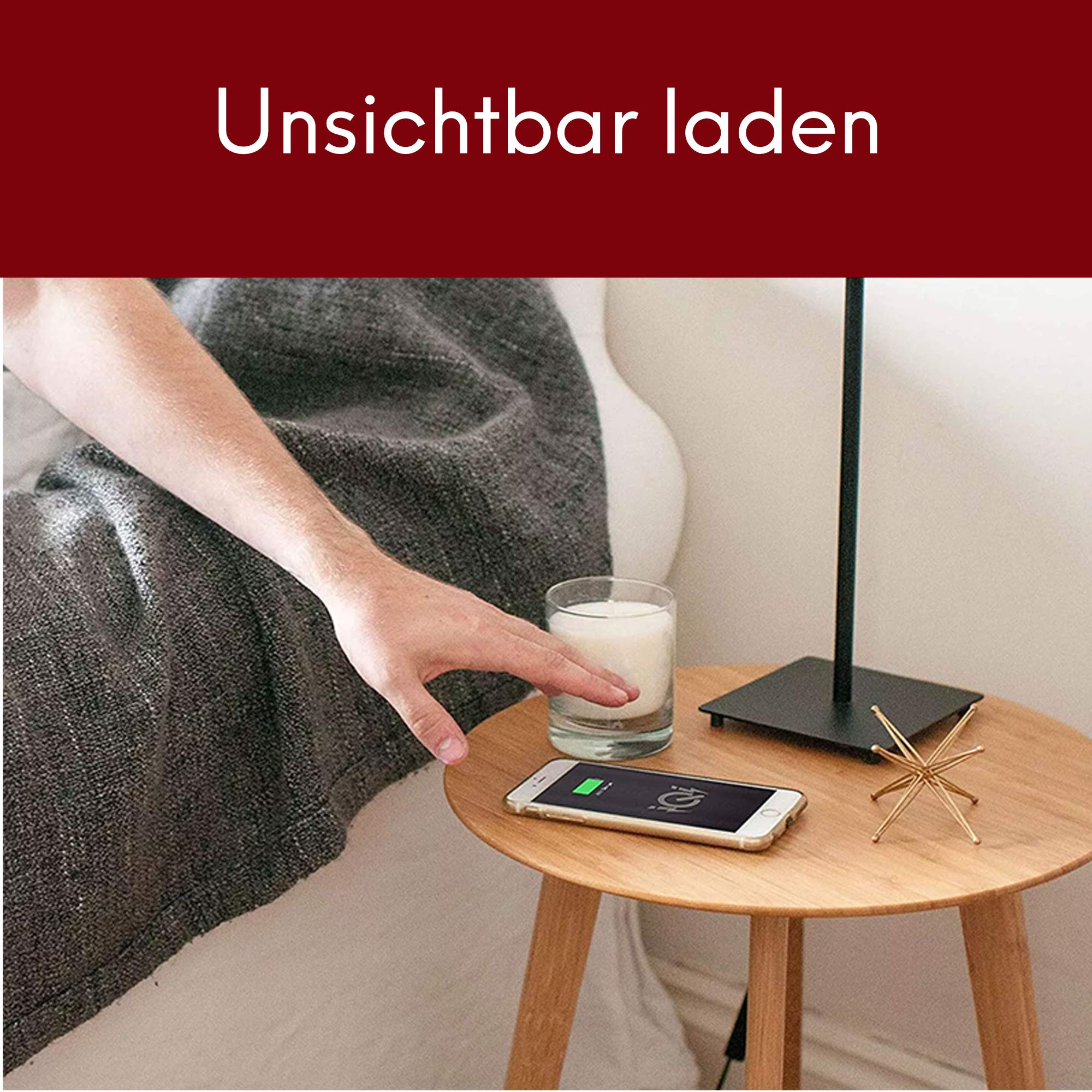 Kalb | 12 VDC QI Base e instalación Cargador Inalámbrico Gris Distancia de Carga 3-18 mm Smart Wireless con Fuente de Alimentación 30 W 12 V