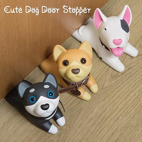 Miniatura 8 de Omoojee Tapón de puerta lindo tope de puerta para perro cuña decorativa para el hogar y la oficina 3 piezas