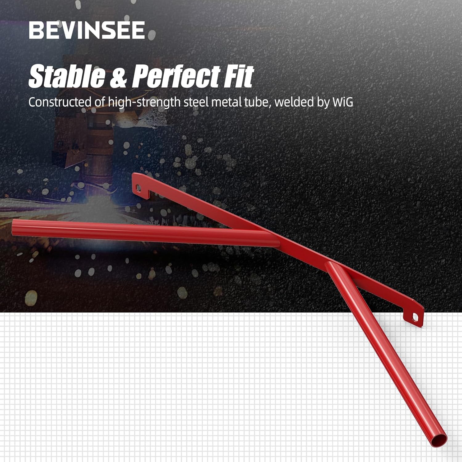 Bevinsee Front Grille V Cover Braces Kidney Struts Rods Tuning Bar, Compatible with E46 323i 325i 328i 330i 1999-2006, Steel Red