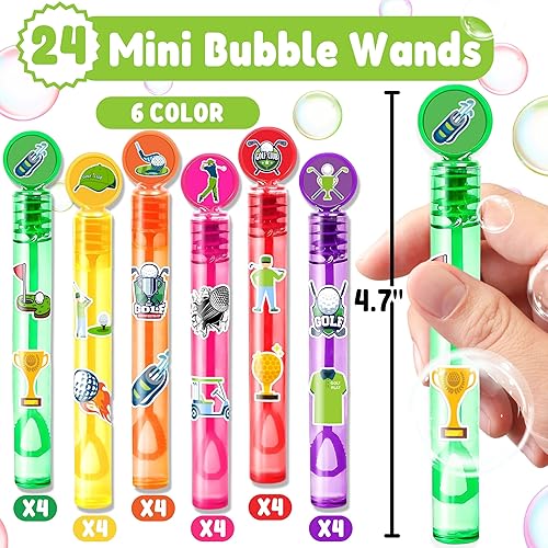 Miniatura 4 de Recuerdos de fiesta de golf para niños 24 mini varitas de burbujas con temática deportiva, ideal para suministros de cumpleaños, rellenos de piñata,
