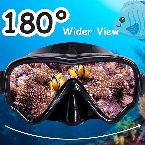Miniatura 4 de Vvinca Kids-Goggles with Nose Cover, Diving Mask Elastic Fabric Strap Anti Fog Anti Shattered Lens for Kids Swim Goggles 3-14