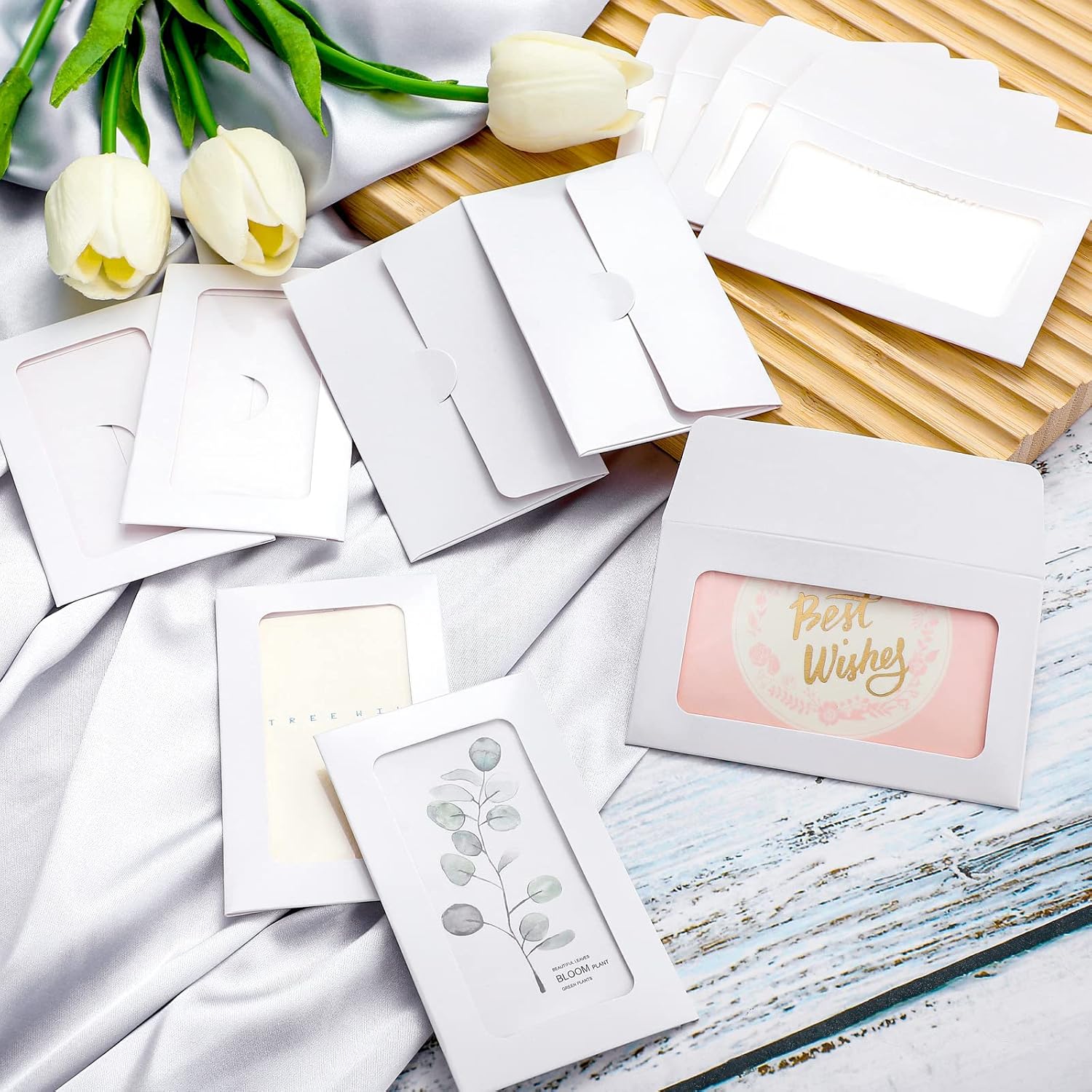 120 Packs Window Gift Card Envelopes Gift Sleeves Credit Size Business Invitation Card Envelopes for Christmas Thanksgiving Gifts, 3.9 x 2.4 Inch(Classic,White)