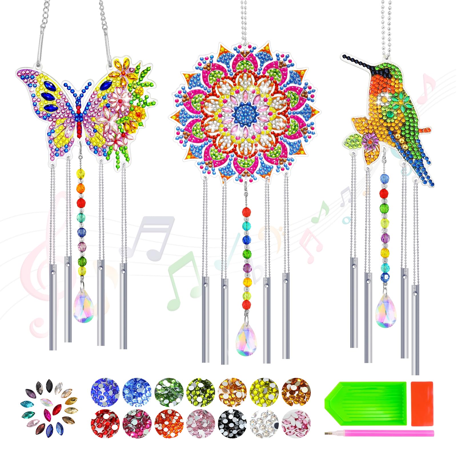 Kit Diamond Painting Attrape-Soleil - 3 Modèles Papillon/Oiseau/Soleil - Loisir Créatif Enfants Et Adultes