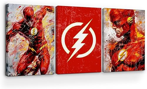 Miniatura 68 de Flassh by Mavis Print: decoración de pared de 18 x 24 pulgadas de DC Comics | Arte de pared impreso en HD y enmarcado de madera | Decoración de