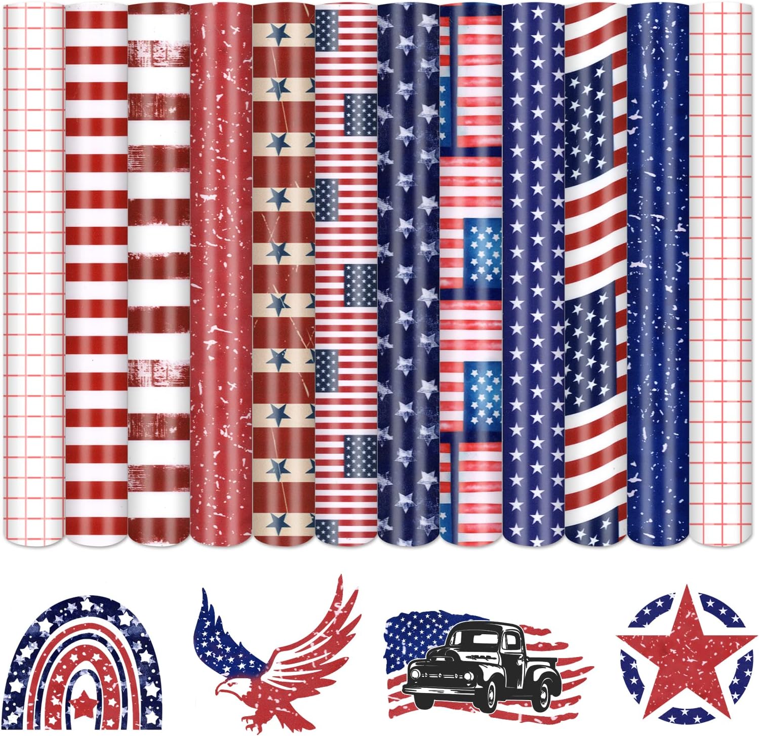 Tintnut American Flag Permanent Vinyl 10 Sheets 12"x10