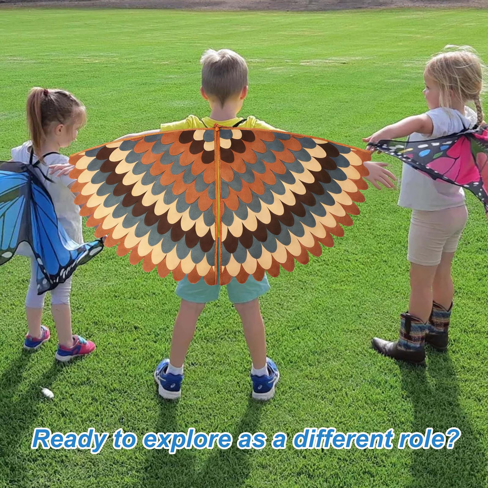XIMEY Disfraz Buho Niño, Disfraz Lechuza Niño, Disfraces de Pajaro Niños, Juego de Alas, con Máscara, para Carnavales, Juego de Rol Pajaro — view 7