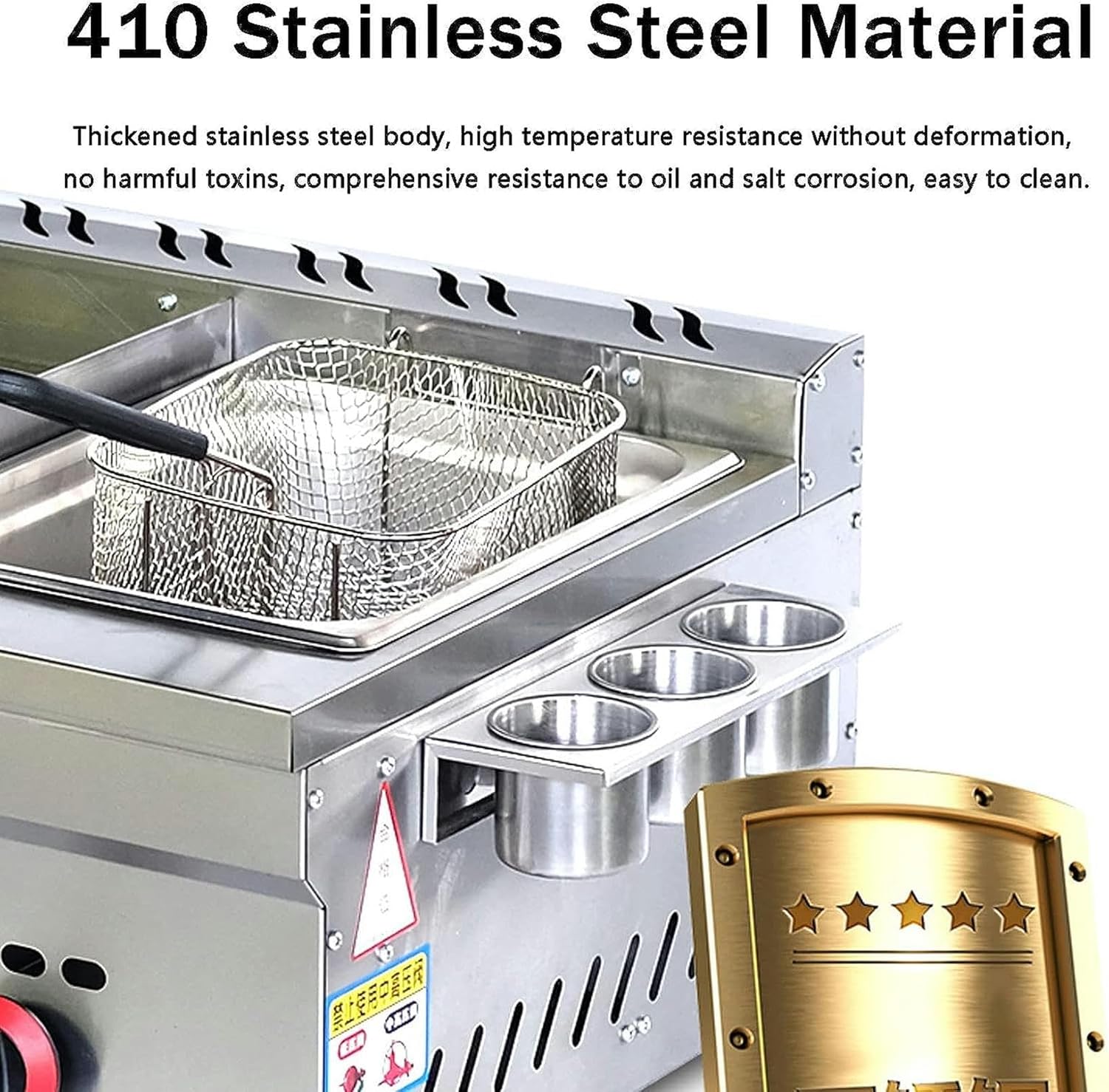 Commercial Countertop Gas Griddle, Restaurant Stainless Steel Teppanyaki with Adjustable Temperature, Kitchen LPG Gas Grill for Outdoor Catering