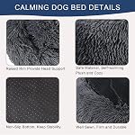 Calming Dog Bed, Anti-Anxiety Pet Bed Fluffy Faux Fur Donut Cat Bed, Washable and Self-Warming Dog Bed with Slip-Resistant Bottom for Medium Dogs and Cats Up to 45 lbs