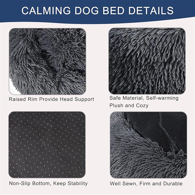 Cama Redonda Perro Mediano 79cm Antiansiedad Lavable miniatura 4