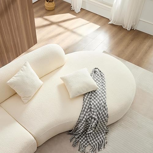 Miniatura 6 de Sofá curvo de gran tamaño de 135.4 pulgadas, moderno y minimalista cómodo, sofá modular de lujo tapizado Boucle, sofás modulares de 6 plazas para