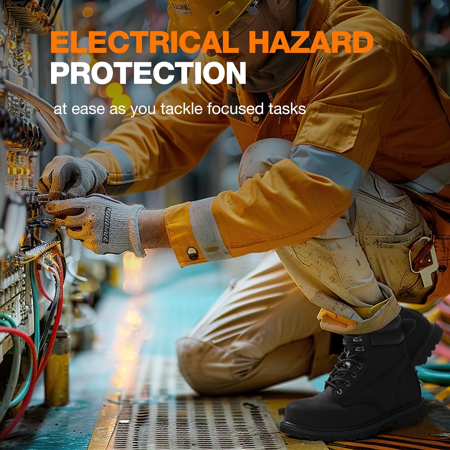 NINGO Steel Toe Work Boots for Men, Waterproof Comfortable Leather Industrial & Construction Boots, Oil & Slip Resistance Safety Shoes with EH Protection, for Outdoor Factories Warehouses Farms - Image 7