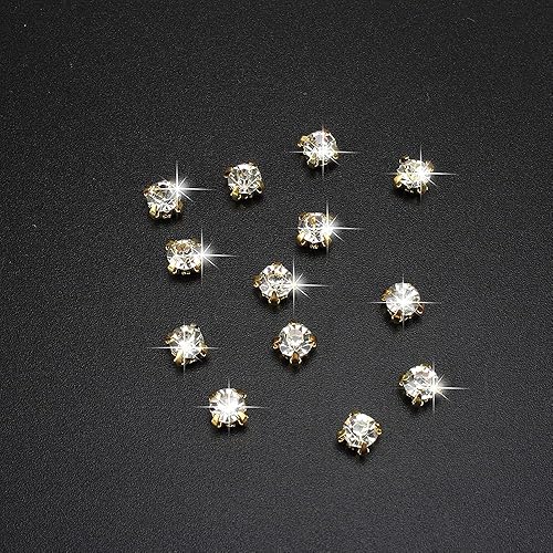 Miniatura 3 de LolliBeads TM - 100 piezas de cristal checo para coser con diamantes de imitación con base de latón chapado en plata color blanco 0236in