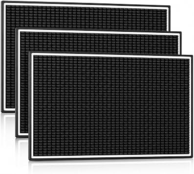 Jucoan 3 Pack Bar Mat for Countertop 18 x 12 Inch Rubber Non Spill Bar Mat for Bartending, Dish Drying Mat Coffee Bar Mat Home Bars Accessories