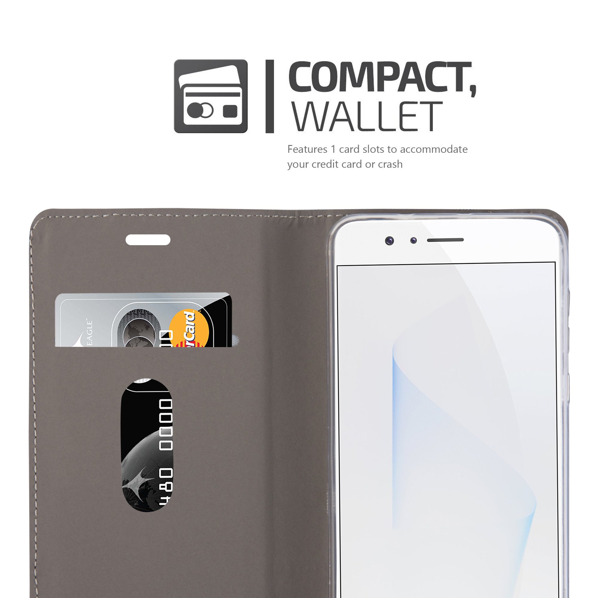 Cadorabo Handyhülle Für Honor 8 / 8 Premium – Kunstleder, Flip-Design, Mit Standfunktion & Kartenfächern, Magnetisch, Rot