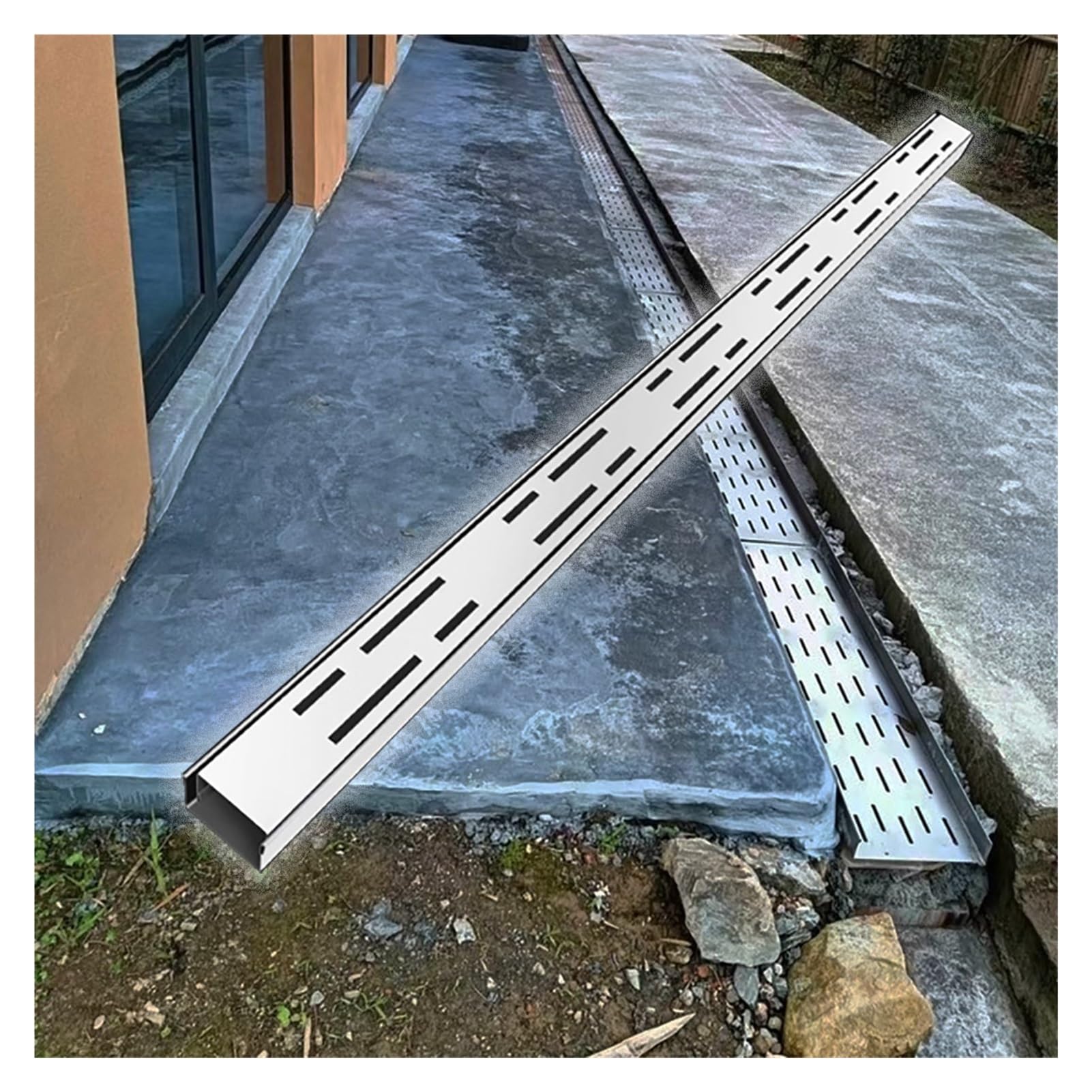 Système de drainage de tranchée rectangulaire étroite, déviateur caniveau de terrasse 39,4"
