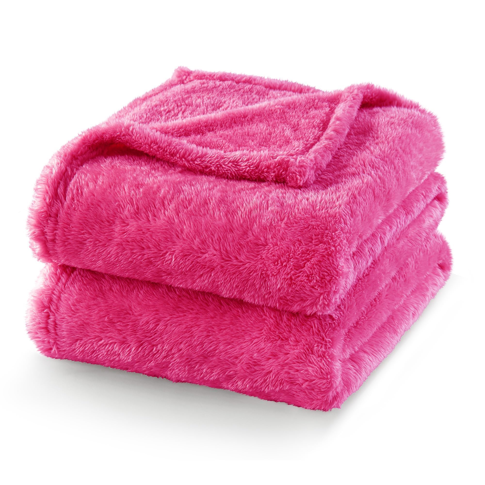 Exclusivo Mezcla Fuzzy Plush Fleece Bed Blanket King Size, Hot Pink | 104x90 Inches, Super Soft and Cozy Bed Blanket, Fluffy Decorative Bedding for Livingroom, Bedroom, All Season