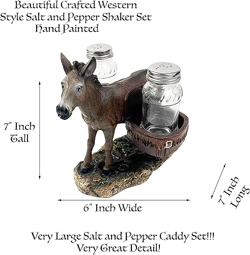 Miniatura 2 de Urbalabs - Coctelera grande de armadillo, lobo, burro, cerdo y caballo, salero y pimentero, mesa de comedor de granja, decoración rústica de vaquero