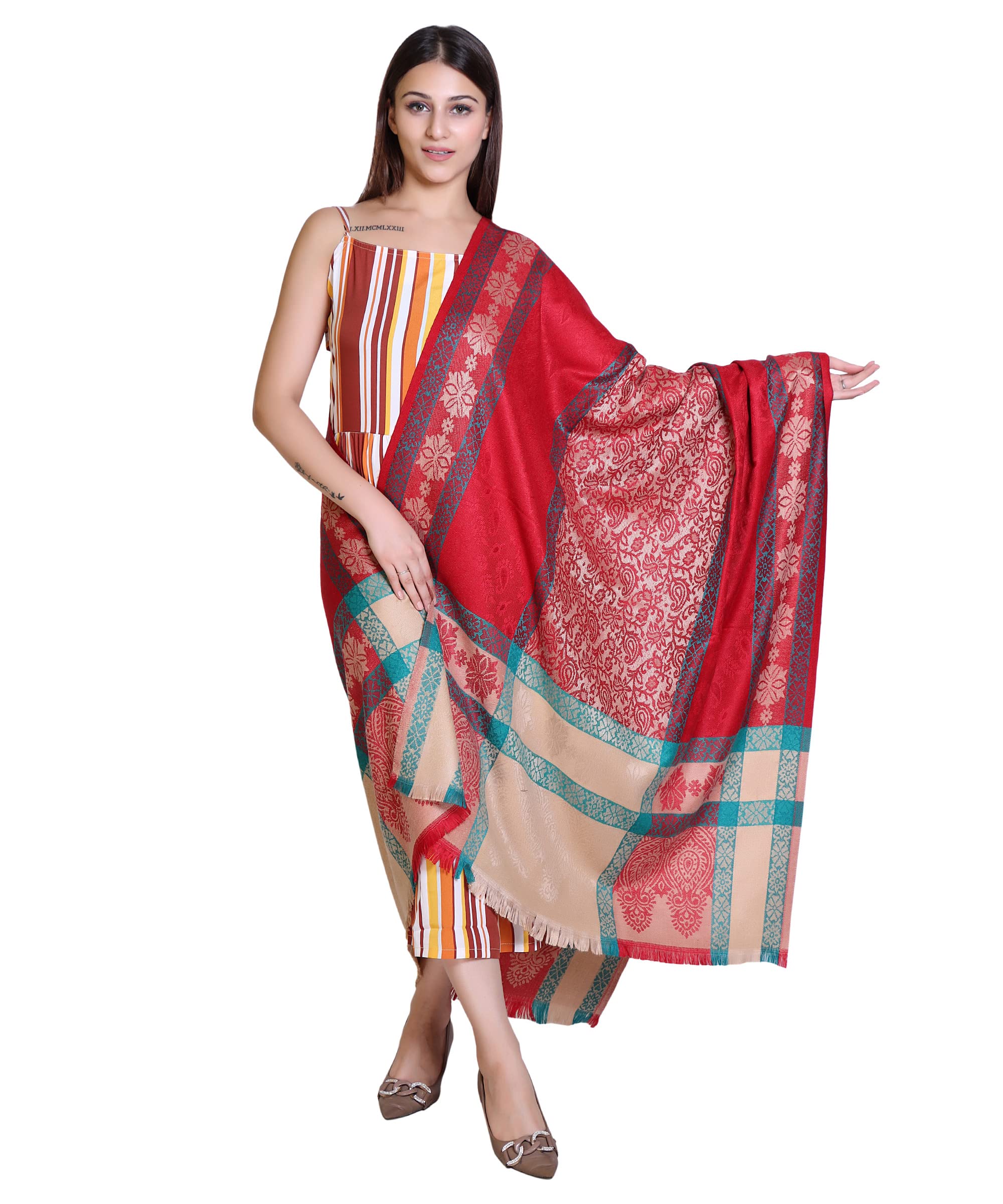 Multicolor Women Bridal Wear|Pure Wool Shawl| Shawl For Women|Size 40 * 80| Warm Woolen Winters Styles | NY557-image-41