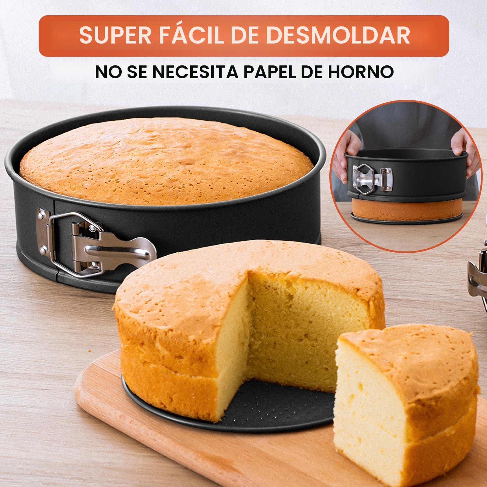 3 Pcs Bandeja antiadherente para tarta de queso 10cm+18cm+23cm, Bandeja redonda para tartas a prueba de fugas con fondo extraíble, moldes para tartas de cumpleaños de liberación rápida