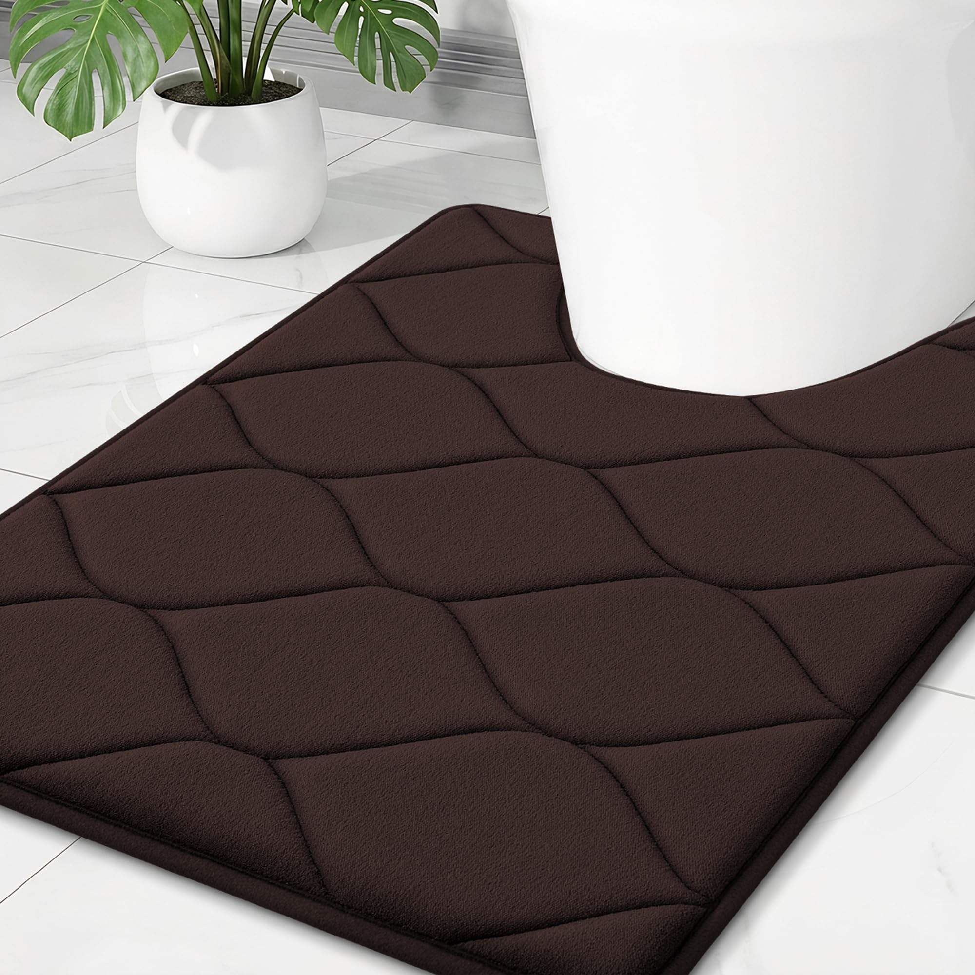 Smiry Memory Foam U-Shaped Toilet Mat 24x20, Soft Absorbent Toilet Rugs