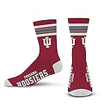 For Bare Feet NCAA Indiana Hoosiers 4 Stripe Deuce Crew Sock Team Color LARGE