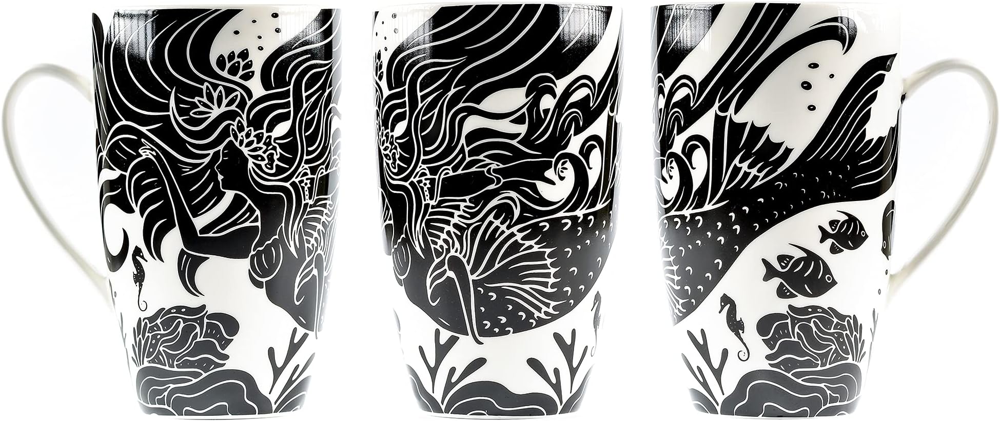 Greenline Goods Boho Décor Mugs (16 oz) – Modern Mermaid Coffee Mug / Tea Cup with Inspirational Quote – Set Includes: 1 Boho Mug, 1 Lid, 1 Infuser