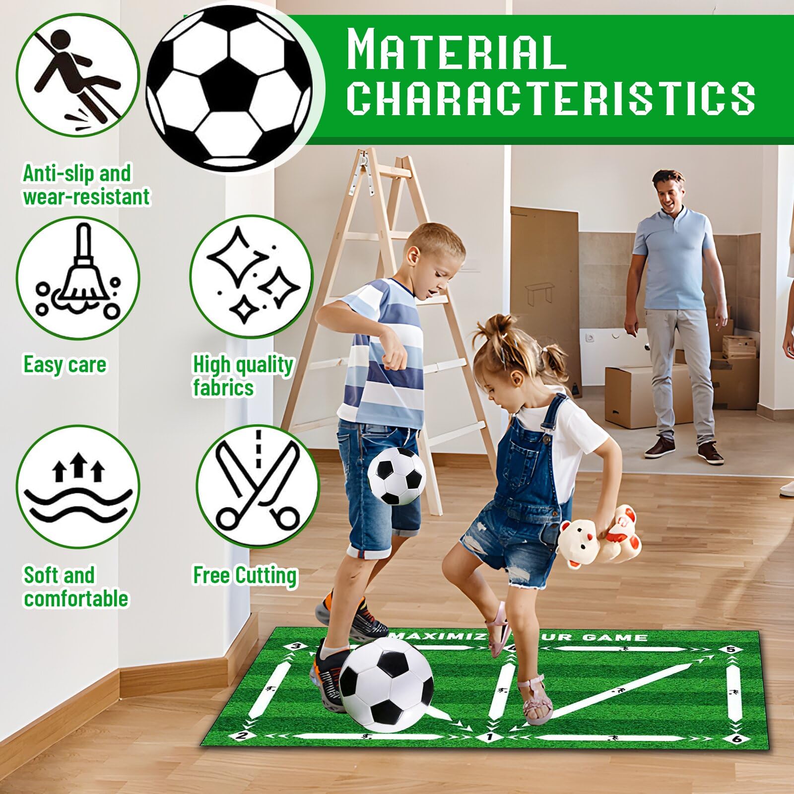 Tapis D'Entraînement Football 90x60cm - Tapis Contrôle Ballon Antidérapant