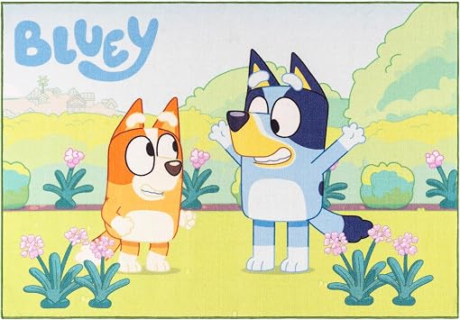 Gertmenian Bluey Indoor Area Rug - 4x6 Large, Non-Slip, Ideal for Children in Bedroom, Game Room, Classroom, Nursery or Play Area - Bluey Playtime Friends, Multi, 25803