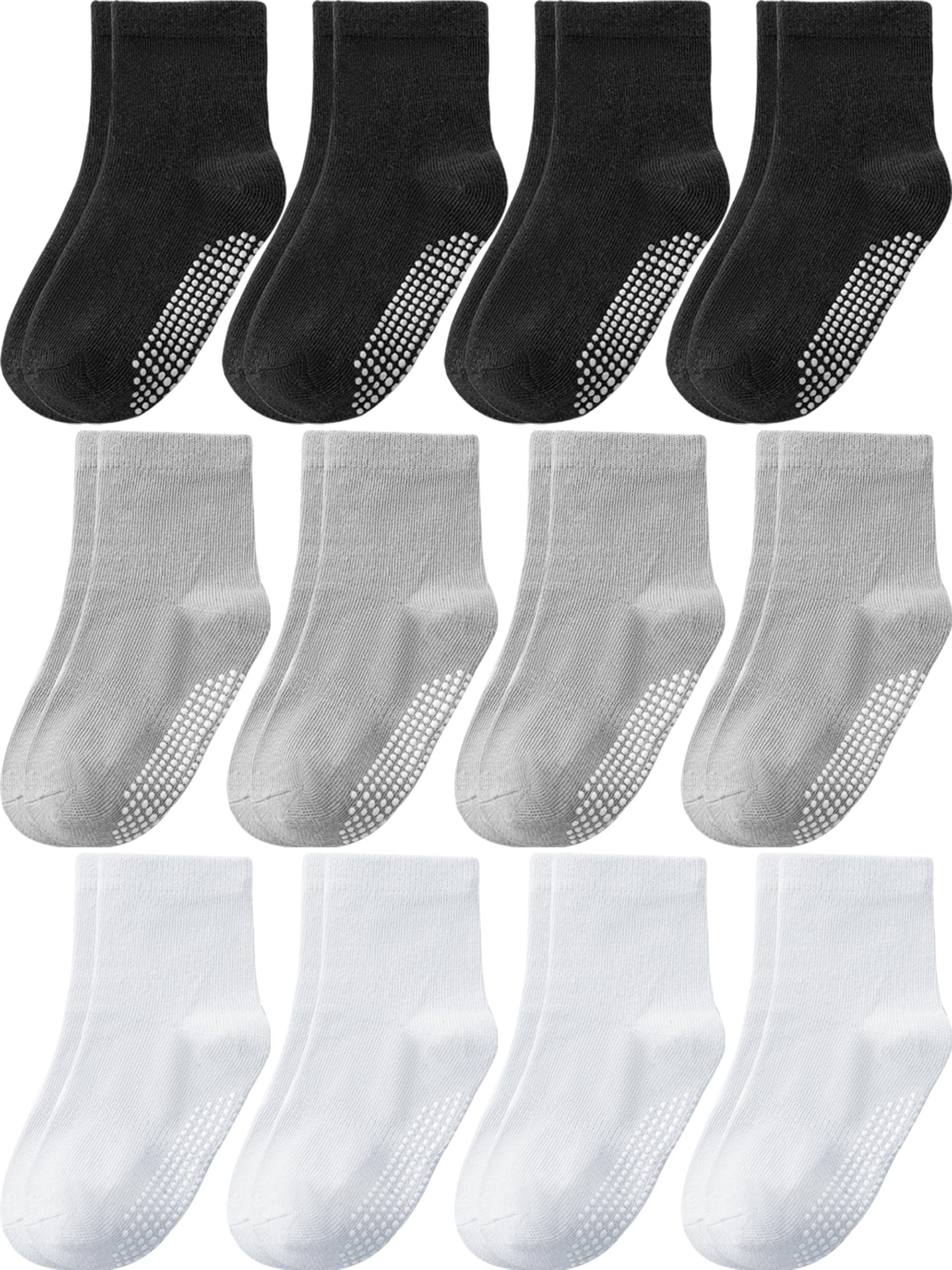 Aroveea Toddler Socks Cotton Non Slip Grip Ankle Baby 12 Pack for Kids Boys
