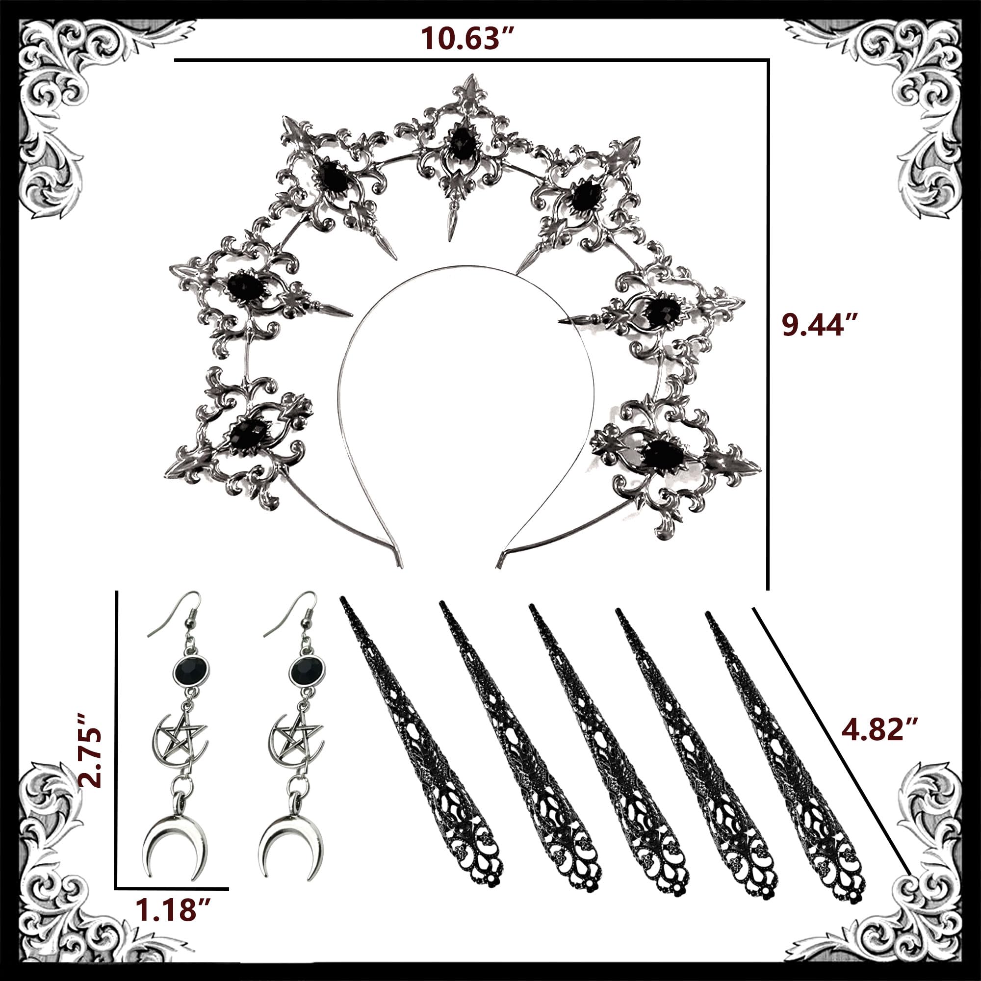 LaVenty Gothic Halo Crown Baroque Headband Stars Goddess Tiara and Crown for Women Boho Wedding Headpiece Halloween Costume
