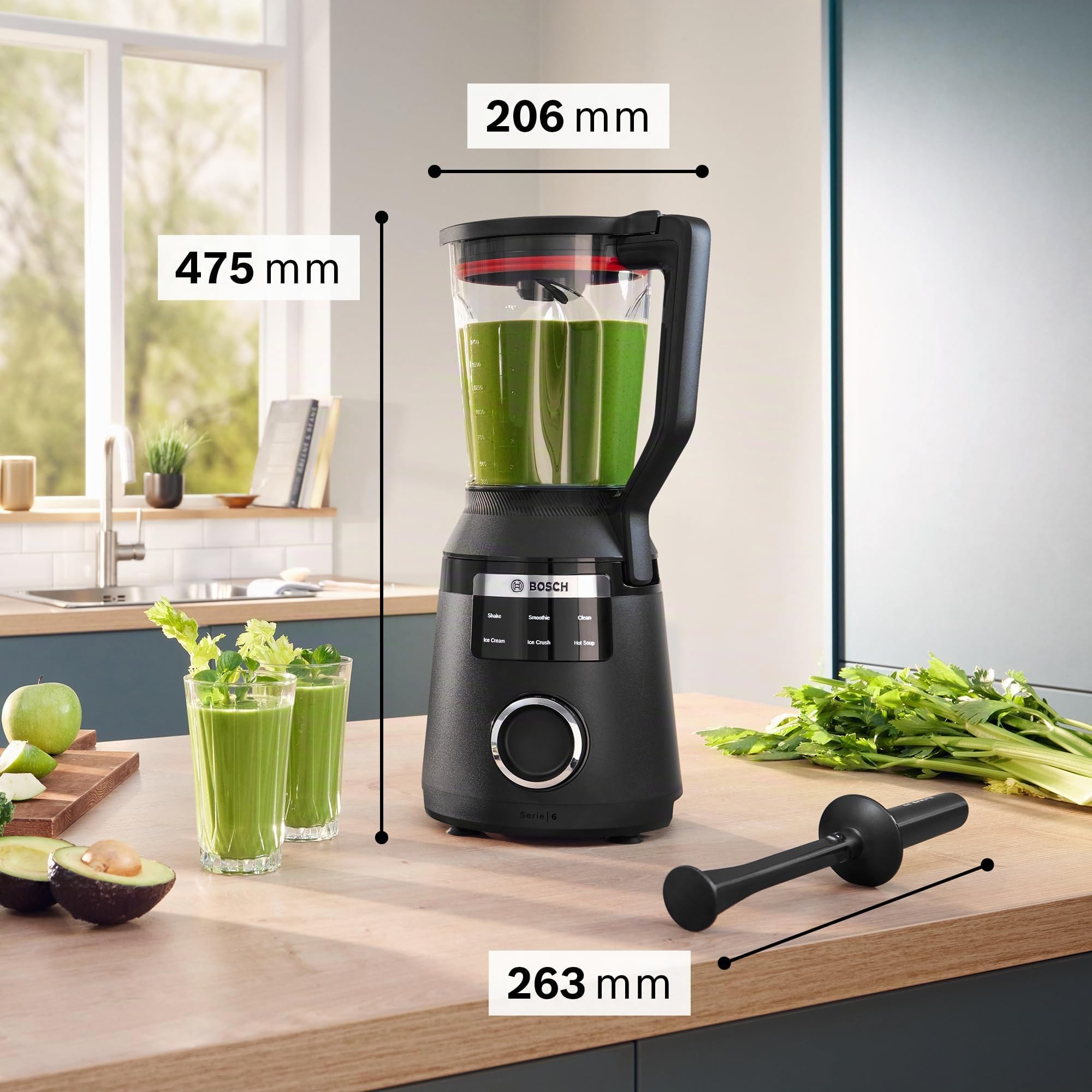 Bosch MMB6652B Frullatore, 1800 W, 6 Lame in Acciaio Inox, Caraffa 3L, Nero | Frullatore VitaPower Serie 6, Potente, 45.000 giri al min, 6 Programmi Automatici, Pulizia Automatica, Made in Europe