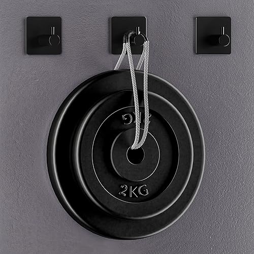 Miniatura 2 de SAYONEYES Ganchos autoadhesivos para toallas de baño, color negro mate, para montar en la puerta de baño, tiras fuertes de acero inoxidable SUS304