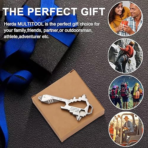 Miniatura 3 de Herda Llavero multiherramienta  Herramienta EDC con más de 17 funciones de regalos Llavero pequeño abridor de botellas con destornillador, llave