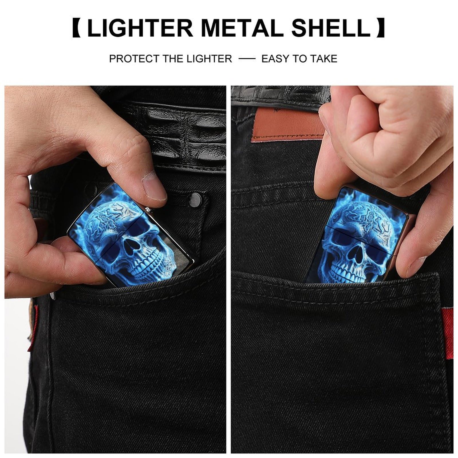 Étui à Briquet Squelette Pirate En Métal Coupe-vent Vintage