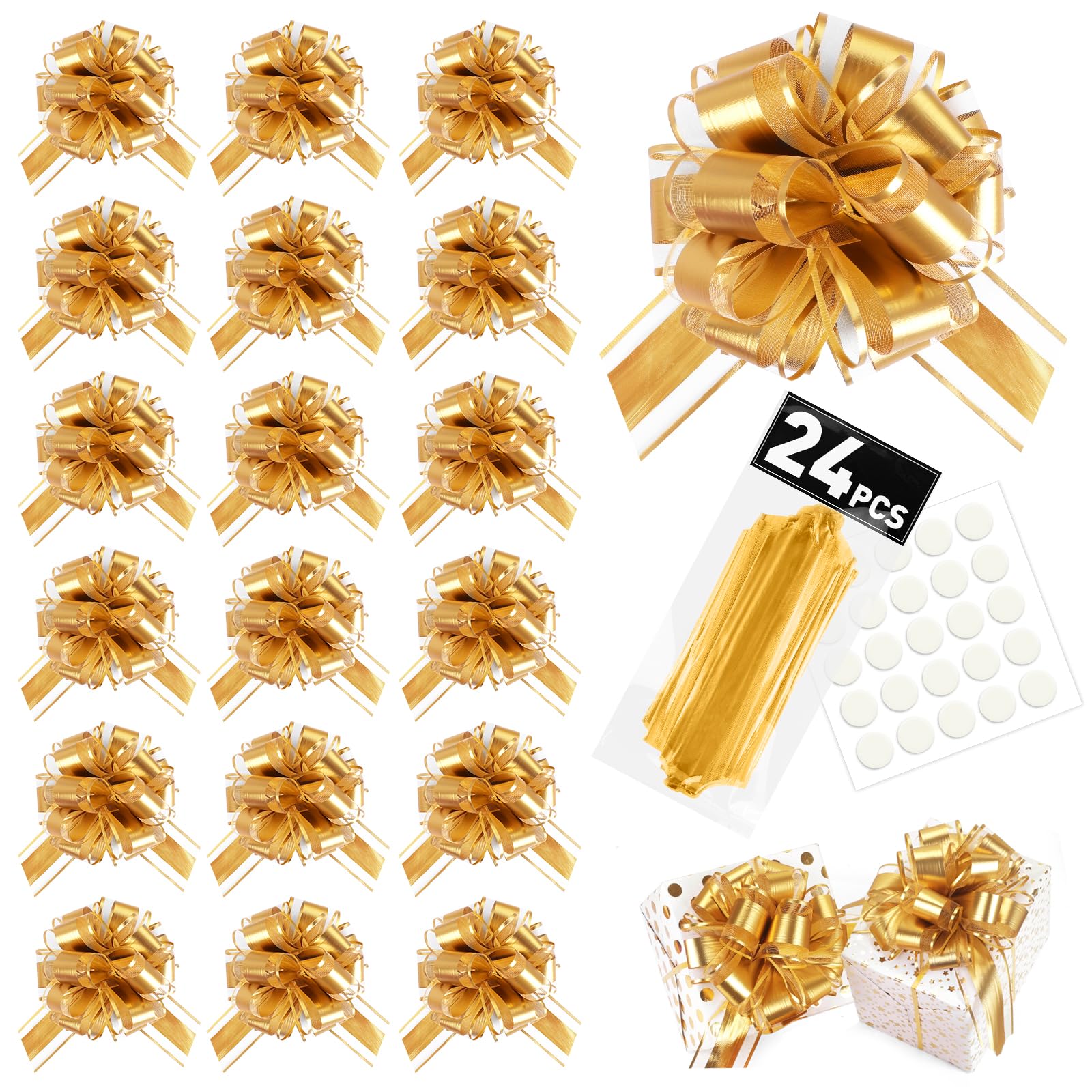 Photo 1 of ,Gold Bow for Gift Wrapping,Party Gift Wedding Ribbon Bows for Wrapping Boxes or Flower Decorations,Perfect for Christmas Valentine's Day Decoration Bow?Gold?