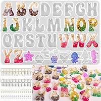 Actvty Reversed Alphabet Silicone Molds with Holes for Epoxy Resin Keychains - Complete DIY Kit with Key Rings & Jump Rings